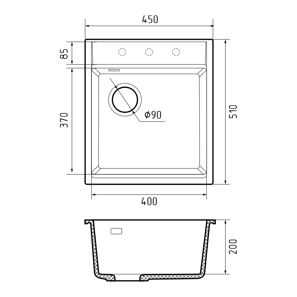 Кухонная мойка Rivelato TESORO TR-455-L, антрацит от магазина Vanna-Vanna.ru!