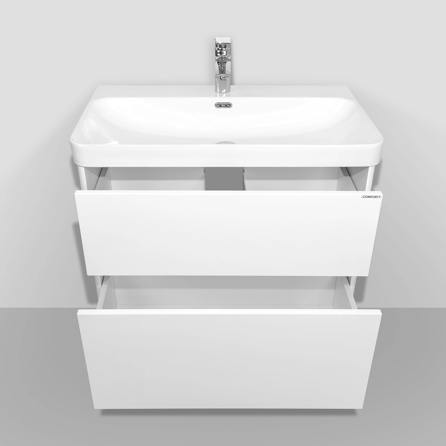 Тумба подвесная Comforty Сенеж-80 белый глянец с раковиной CF19595BX-80 от магазина Vanna-Vanna.ru!