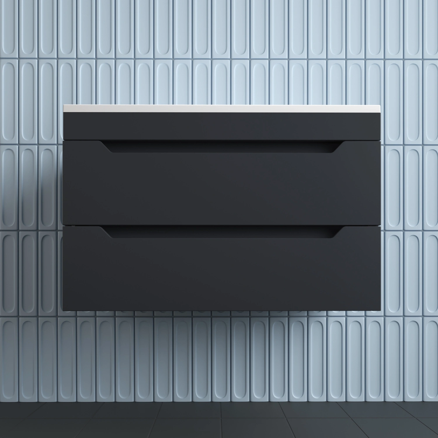 Тумба подвесная Style Line Остин 80 с раковиной Фортуна 80 кварц антрацит, графит от магазина Vanna-Vanna.ru!