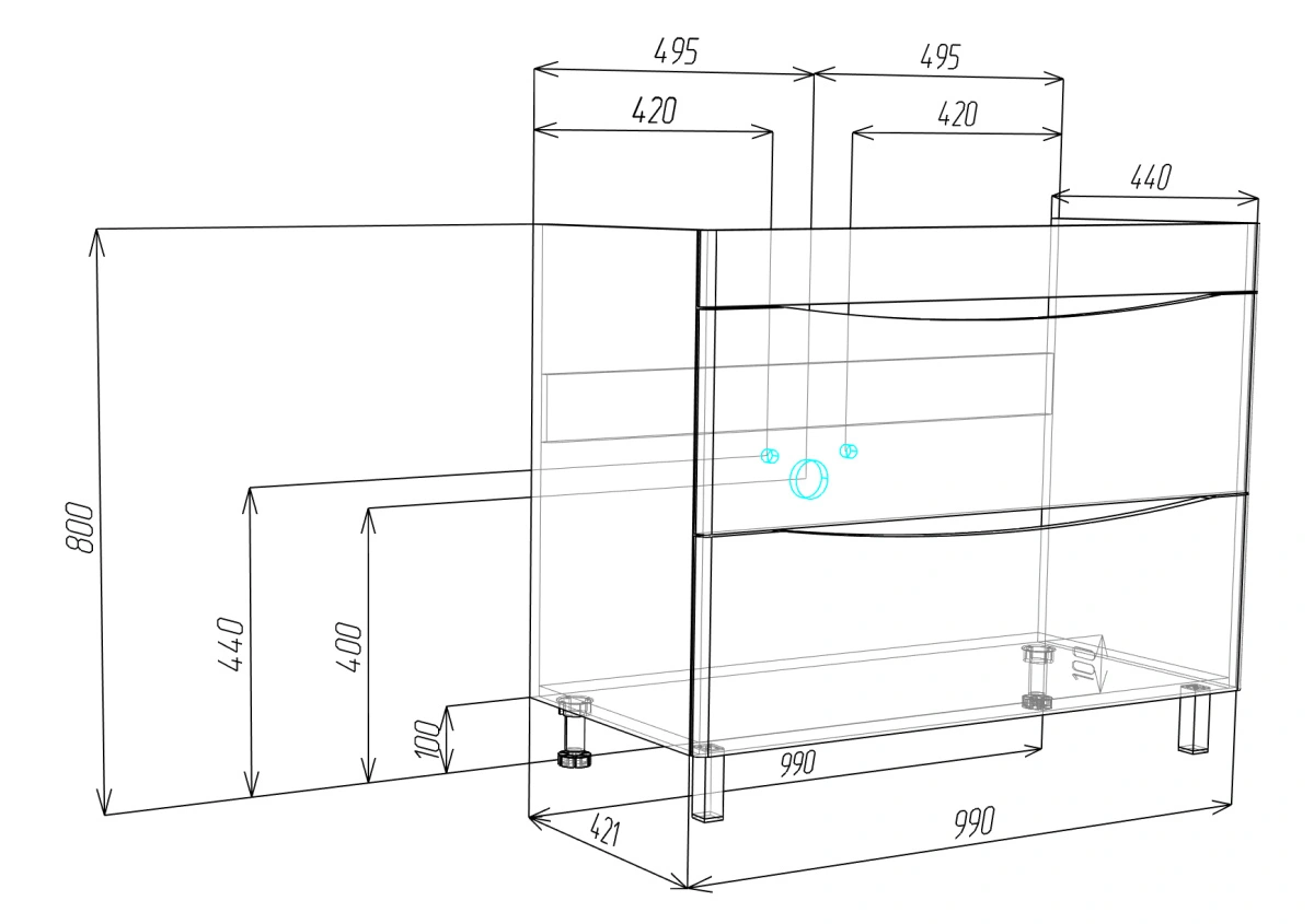 Тумба с раковиной Vod-ok Адель 100 напольная, Лиственница структурная контрастно-серая от магазина Vanna-Vanna.ru!