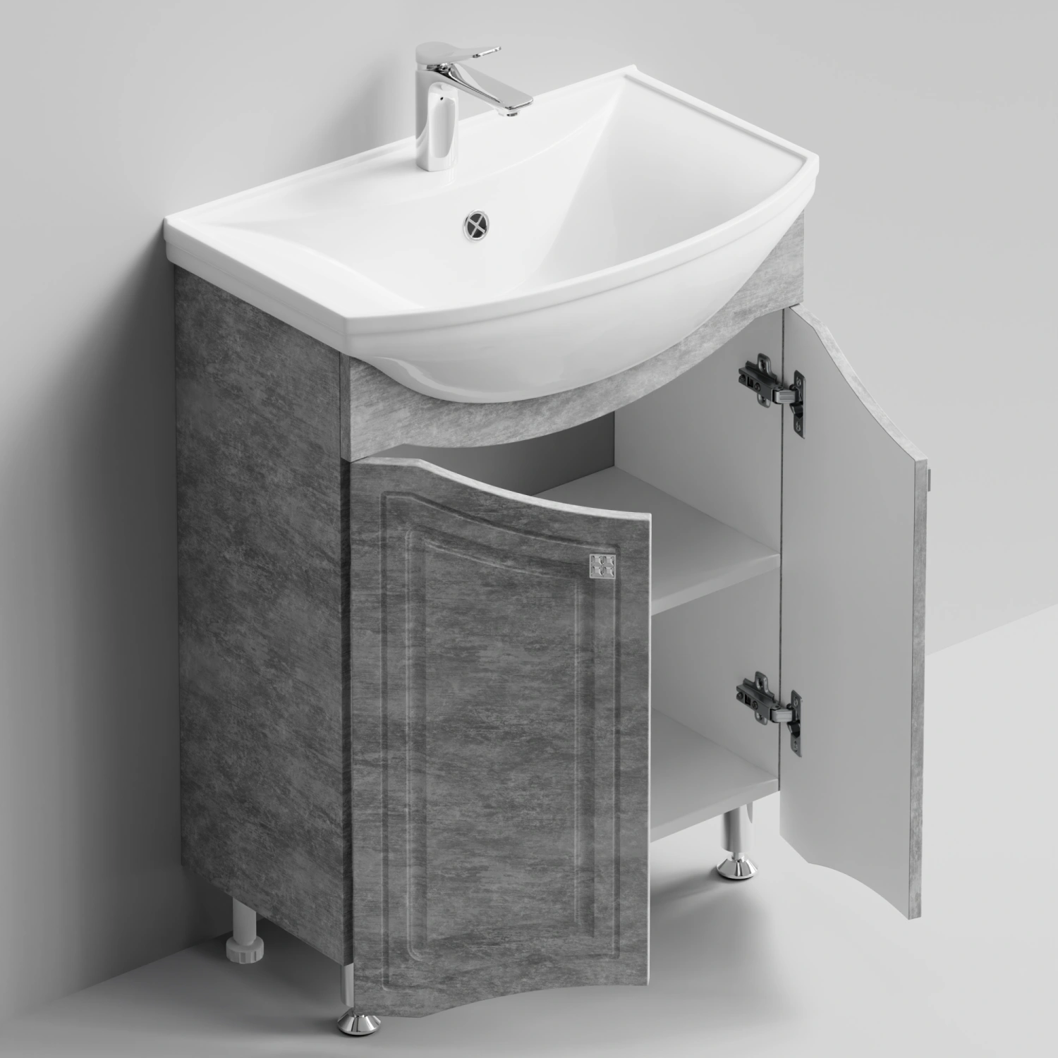 Тумба с раковиной Адам 65 напольная, Горный камень