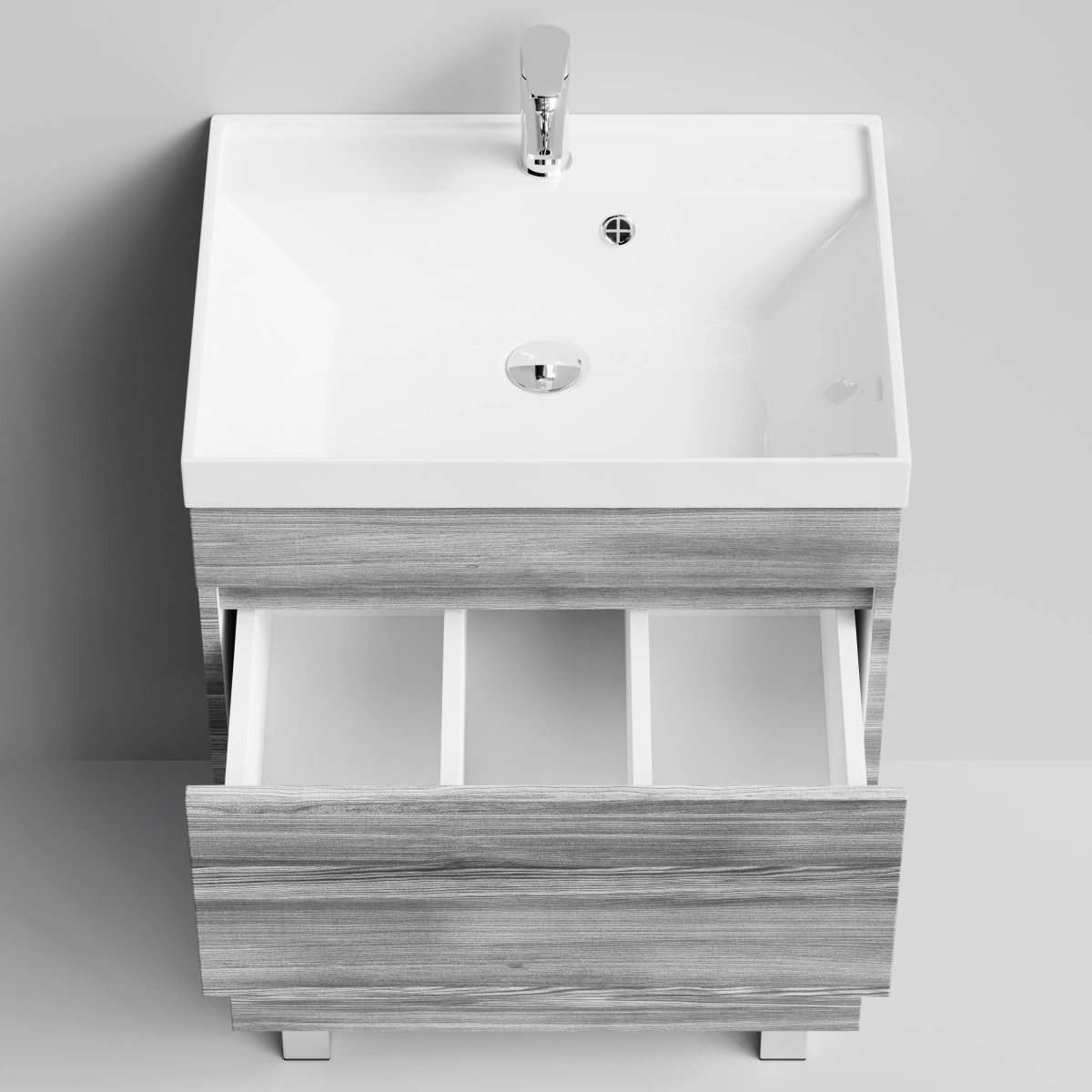 Тумба с раковиной Vod-ok Бест 60  напольная, Лиственница структурная контрастно-серая от магазина Vanna-Vanna.ru!