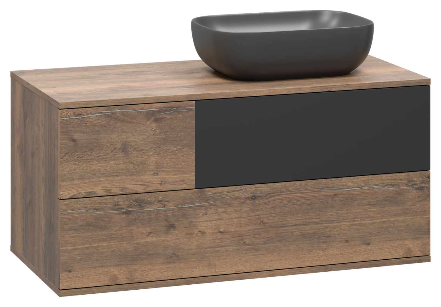 Тумба с раковиной Misty Коломбо 100 подвесная R, дуб галифакс/антрацит от магазина Vanna-Vanna.ru!