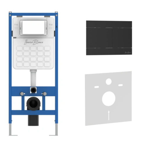 Комплект 2в1 IBERICA BLANCA инсталляция SILENCIO, кнопка смыва INOX-R черный матовый (IB001.015.04) от магазина Vanna-Vanna.ru!