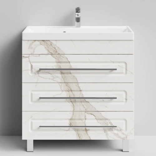 Тумба с раковиной Vod-ok Арабеска 80 напольная, Мрамор Белый натур милк от магазина Vanna-Vanna.ru!