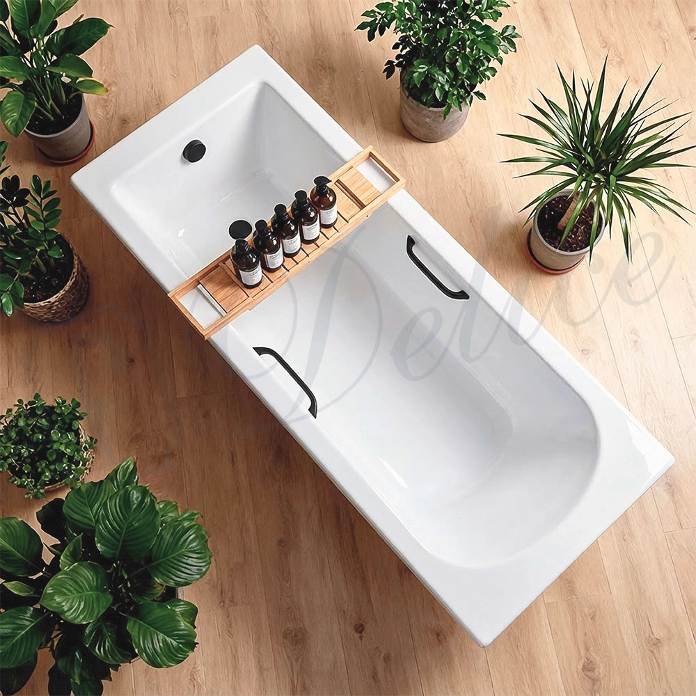 Ванна из литьевого мрамора Delice Scandi 160х70 глянцевая с черными ручками DLR330024RB-G от магазина Vanna-Vanna.ru!