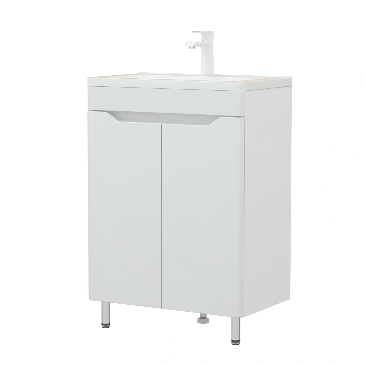 Тумба напольная Corozo Бирма 60, белый, с раковиной Modul Slim 60 от магазина Vanna-Vanna.ru!