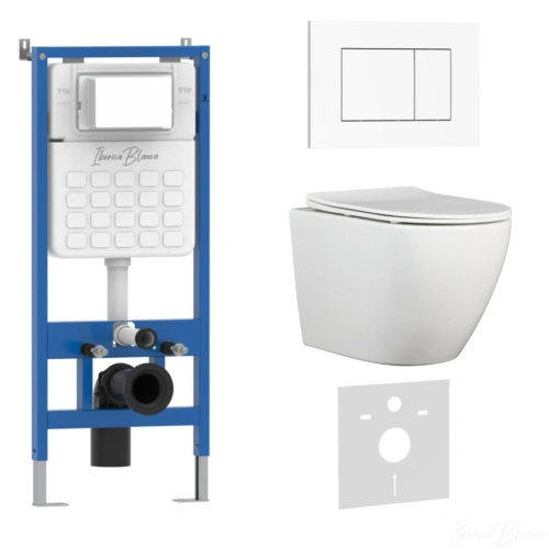 Комплект 3в1 IBERICA BLANCA инсталляция SILENCIO, унитаз BILBAO ALTO белый, кнопка смыва ESTI-S белый глянцевый (IB001.BLA.234.855) от магазина Vanna-Vanna.ru!