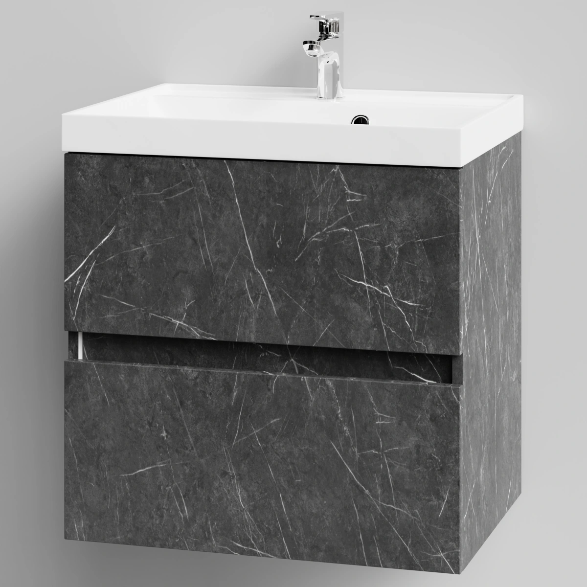 Тумба с раковиной Vod-ok Бест 60  подвесная, Мрамор Графит софт тач от магазина Vanna-Vanna.ru!