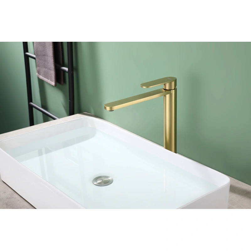 Смеситель для раковины высокий Raglo R10.15.03, золотой сатин от магазина Vanna-Vanna.ru!