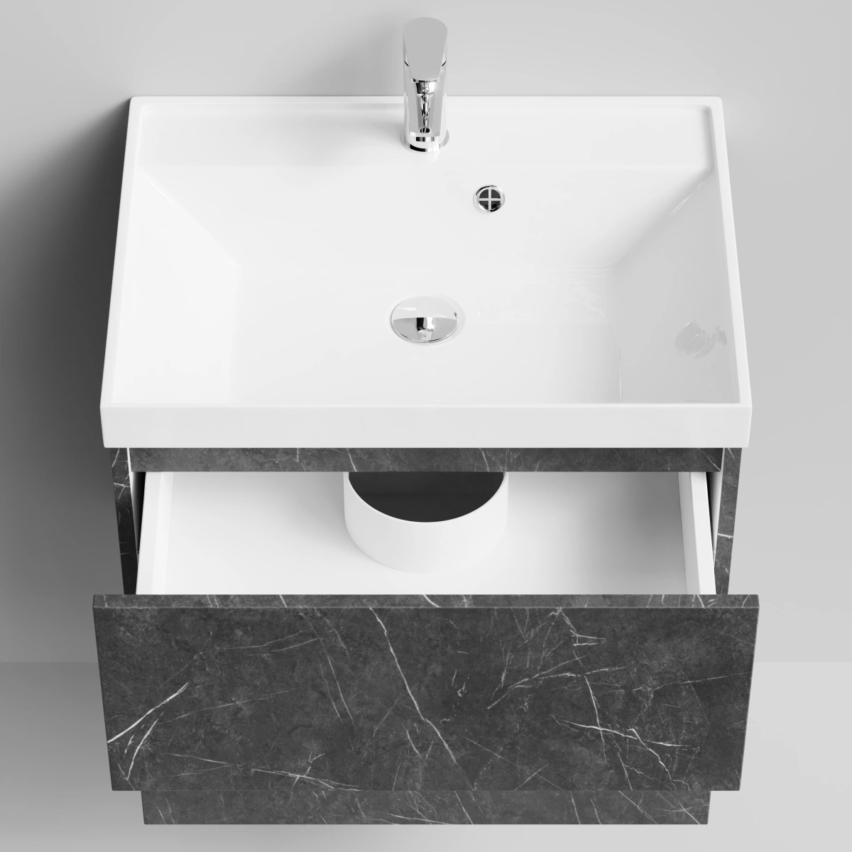 Тумба с раковиной Vod-ok Бест 60  подвесная, Мрамор Графит софт тач от магазина Vanna-Vanna.ru!