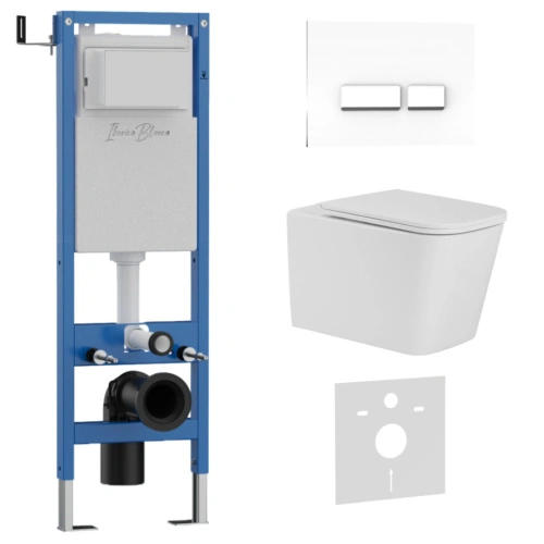 Комплект 3в1 IBERICA BLANCA инсталляция SILENCIO MINI, унитаз TOLEDO ALTO белый, кнопка смыва CRYSTAL-R белый глянцевый (IB.001M.TLA.234.2210) от магазина Vanna-Vanna.ru!