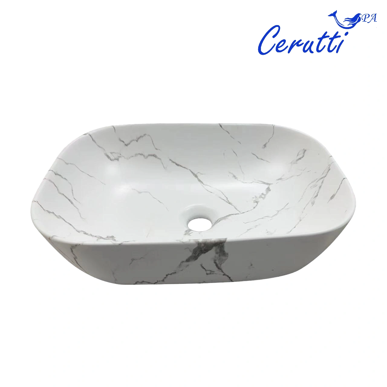 Раковина Ceruttispa CR8217MMW накладная, мрамор матовый белый, прямоугольная 500х395х145 от магазина Vanna-Vanna.ru!