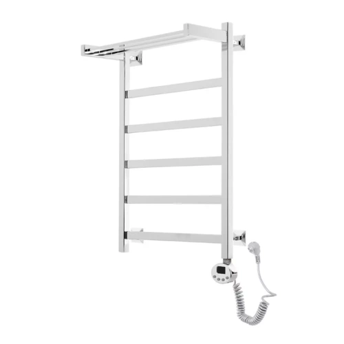Полотенцесушитель электрический Domoterm Квадро Плюс П6 500Х800 ER правый, с полкой, хром
