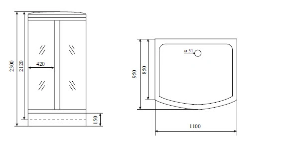 Душевая кабина Timo Lux TL-1501 110*95*230, турецкая баня хамам от магазина Vanna-Vanna.ru!