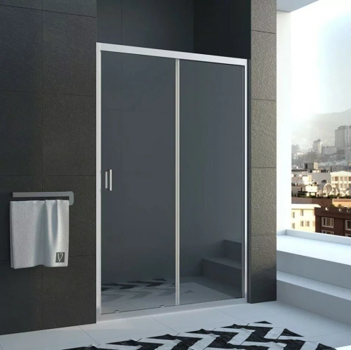 Душевая дверь Veconi VN46-180-01-19C1 (1850) в нишу, раздвижная, прозрачное стекло, хром от магазина Vanna-Vanna.ru!