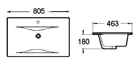 Раковина SantiLine SL-2110 80 встраиваемая сверху, белая
