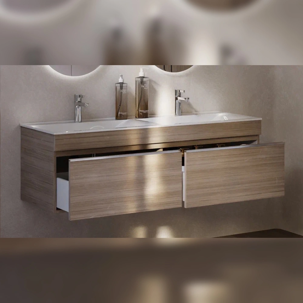 Тумба с раковиной подвесная Velvex Pulsus tp.PUL.PUL.140.2Y дуб сонома, 140 см от магазина Vanna-Vanna.ru!