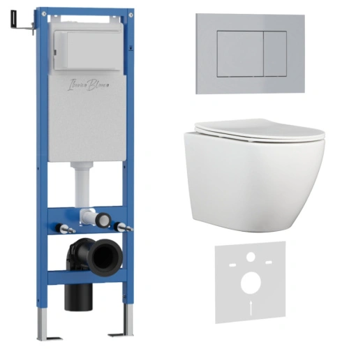 Комплект 3в1 IBERICA BLANCA инсталляция SILENCIO MINI, унитаз BILBAO ALTO белый, кнопка смыва ESTI-S хром матовый (IB.001M.BLA.231.853) от магазина Vanna-Vanna.ru!