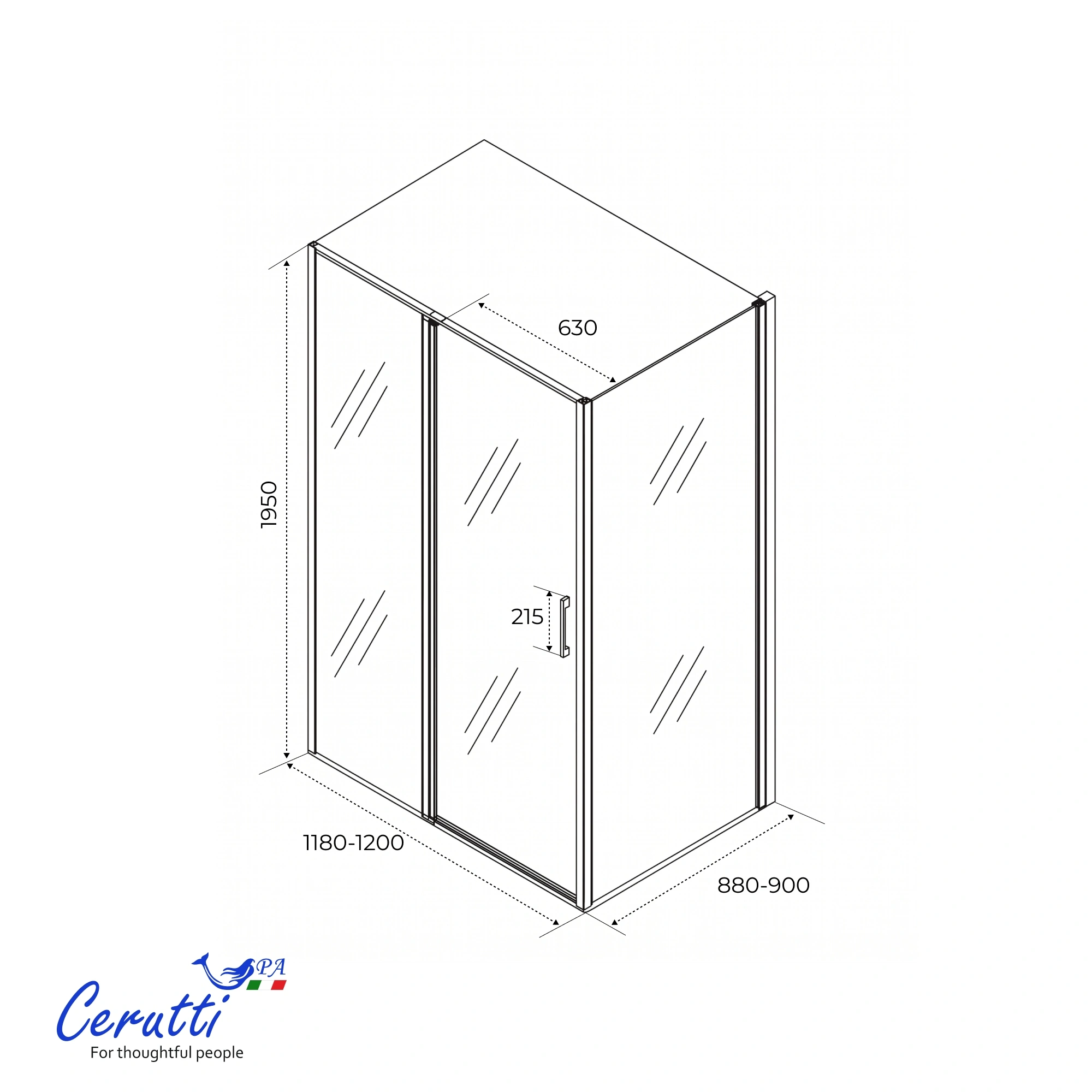Душевой уголок Ceruttispa ATENA 120BF L без поддона (120x90x195) от магазина Vanna-Vanna.ru!