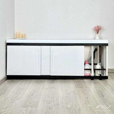 Экран под ванну Alavann Alt Black 170 раздвижной белый