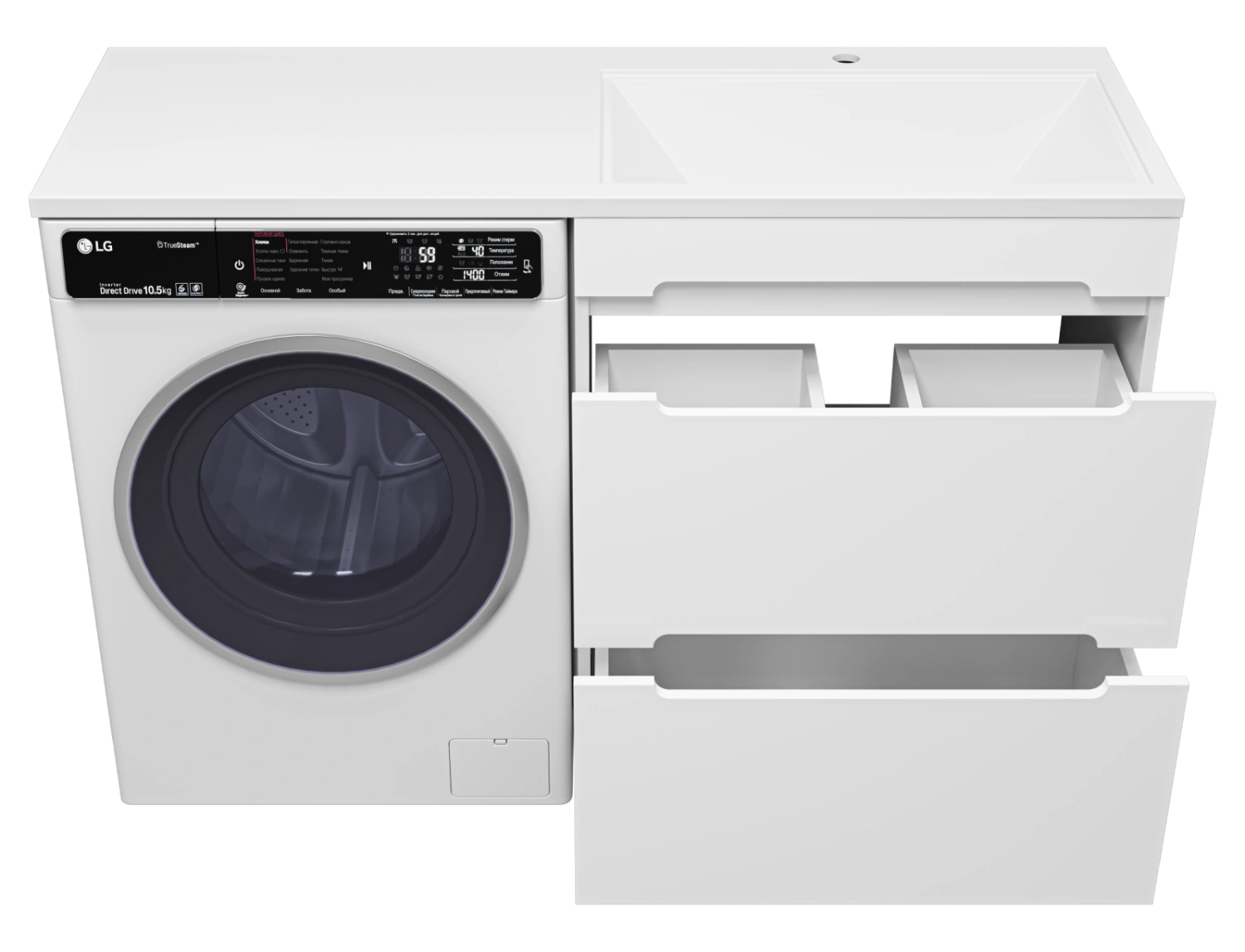 Тумба с раковиной Misty Байкал 70 под стиральную машину, с раковиной Misty Гавана 130 L, белый от магазина Vanna-Vanna.ru!