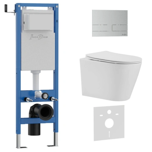 Комплект 3в1 IBERICA BLANCA инсталляция SILENCIO MINI, унитаз BURGOS ALTO белый, кнопка смыва INOX-S хром матовый (IB.001M.BRA.231.1601) от магазина Vanna-Vanna.ru!
