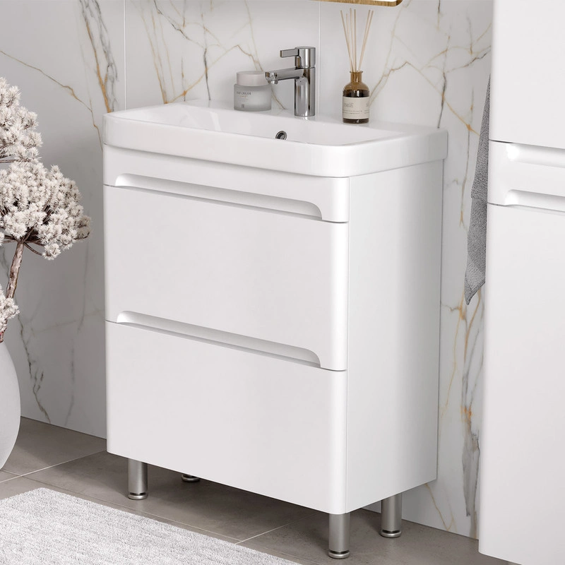 Тумба с раковиной EQUIL Nice 70 напольная, 2 ящика, белый от магазина Vanna-Vanna.ru!