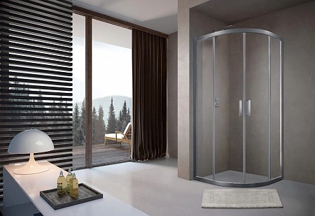 Душевой угол распашной Terminus Альба, 1000х1000х2000, хром, четверть круга, стекло прозрачное осветленное от магазина Vanna-Vanna.ru!