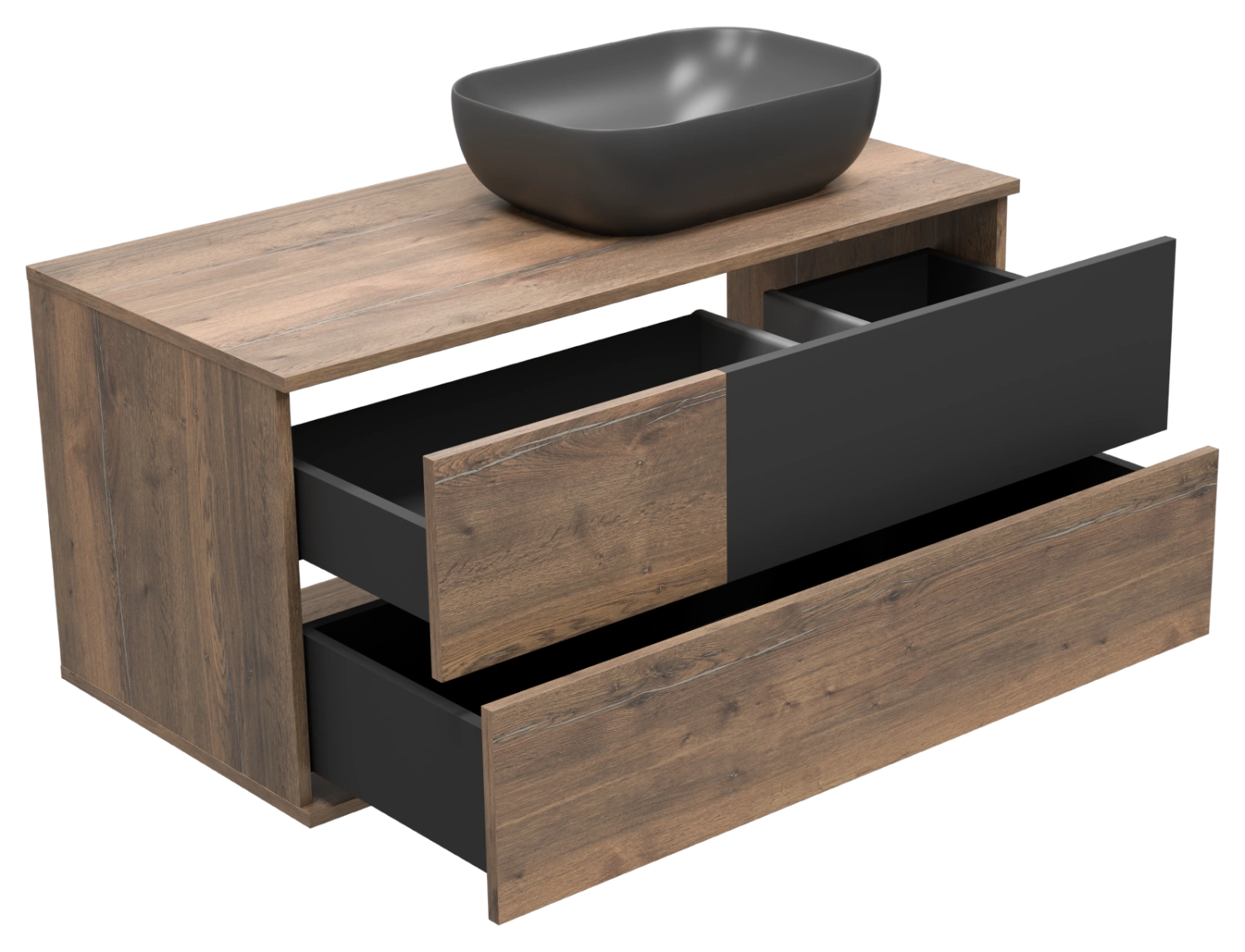 Тумба с раковиной Misty Коломбо 100 подвесная R, дуб галифакс/антрацит от магазина Vanna-Vanna.ru!