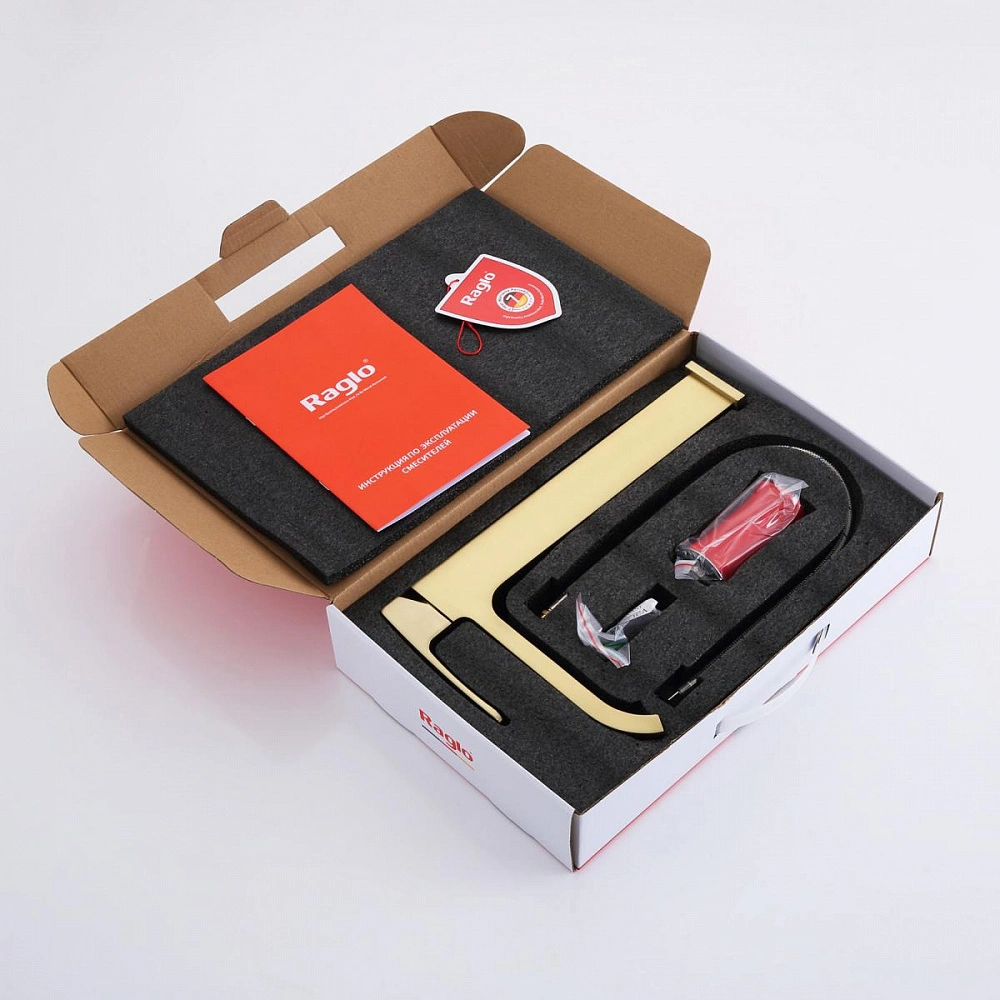 Смеситель для раковины высокий Raglo R02.15.03, золотой сатин от магазина Vanna-Vanna.ru!