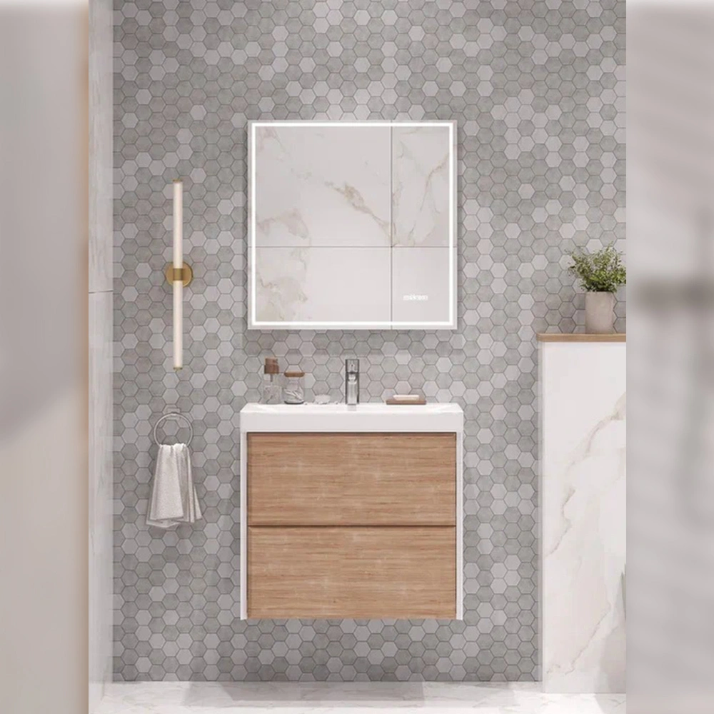 Тумба с раковиной подвесная Velvex Gesso tp.GES.9696.70.2Y белый матовый/дуб сонома, 70 см от магазина Vanna-Vanna.ru!