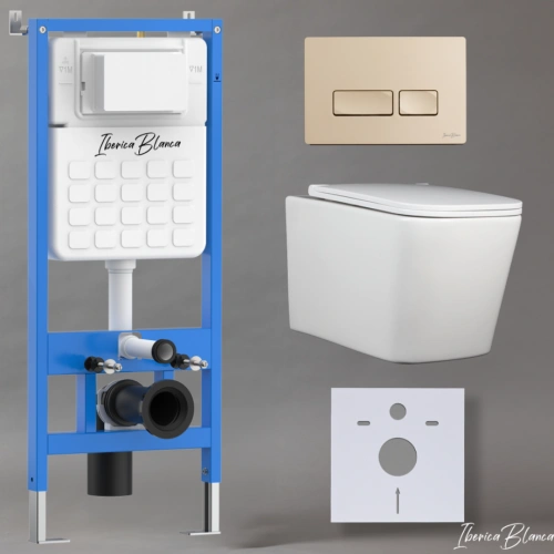 Комплект 3в1 IBERICA BLANCA инсталляция SILENCIO, унитаз TOLEDO ALTO белый, кнопка смыва ESTI-R золото матовое (IB001.TLA.234.215) от магазина Vanna-Vanna.ru!