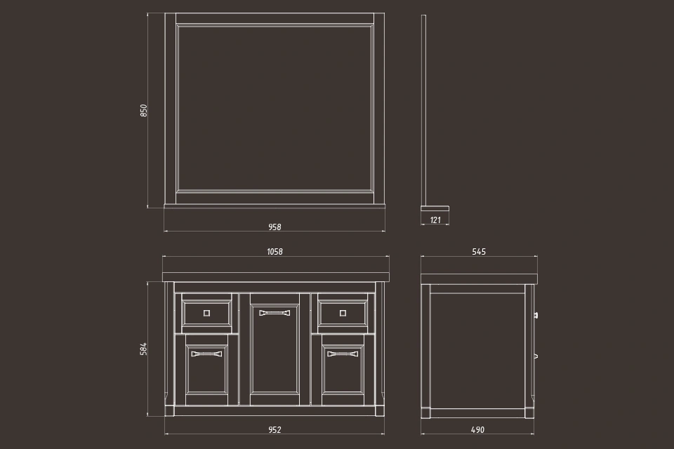Мебель для ванной ASB Woodline Толедо 105 комплект, подвесной, синий, хром