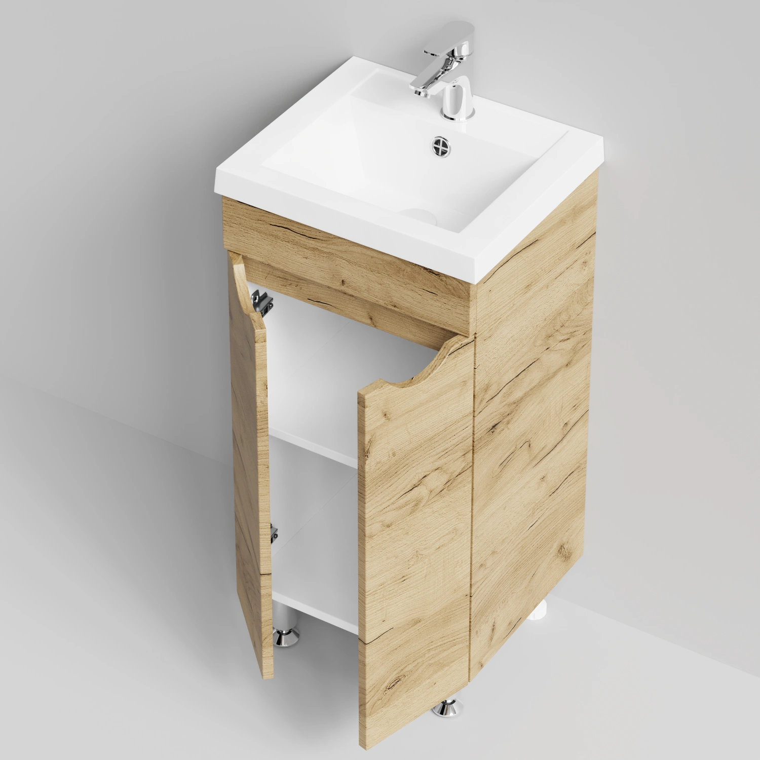 Тумба с раковиной Vod-ok Смайл 40 напольная, Дуб Тортуга от магазина Vanna-Vanna.ru!