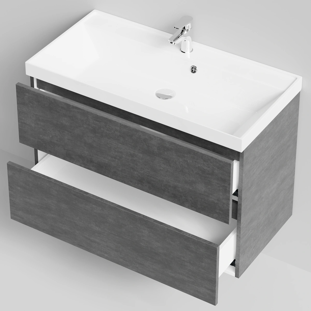 Тумба с раковиной Vod-ok Бест 90  подвесная, Серый камень от магазина Vanna-Vanna.ru!