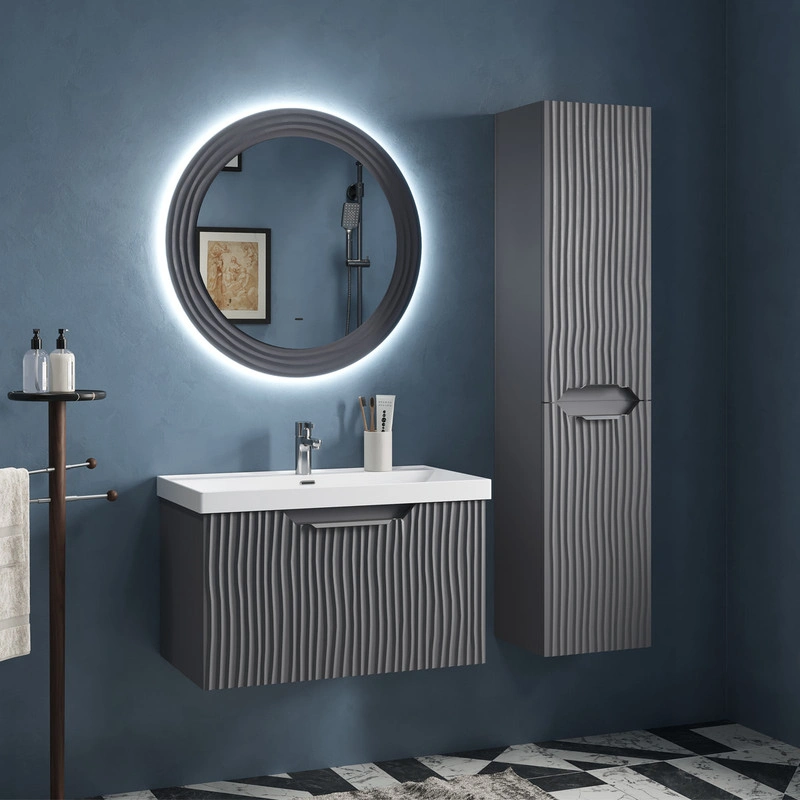 Тумба с раковиной EQUIL Mirage 80 подвесная, 1 ящик, графит софт от магазина Vanna-Vanna.ru!