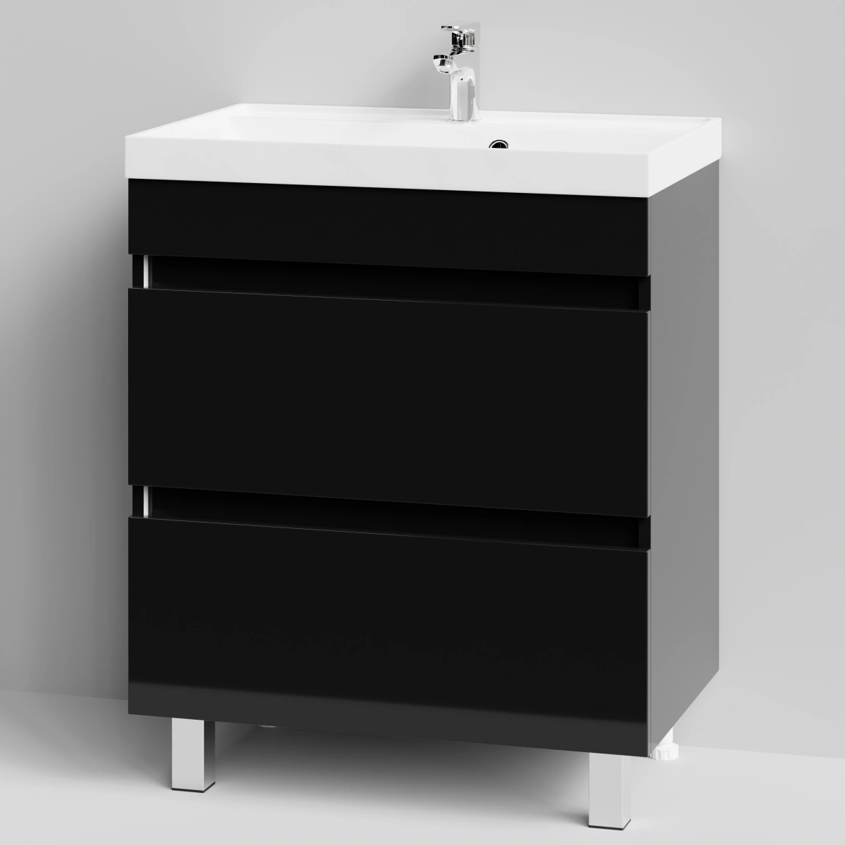 Тумба с раковиной Vod-ok Бест 70  напольная, черный глянец от магазина Vanna-Vanna.ru!