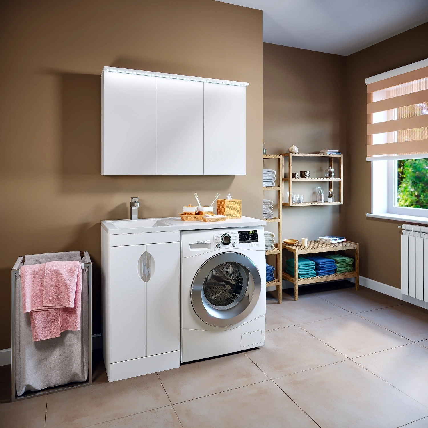 Тумба напольная Runo Лира 45 с раковиной Гамма 105 лайт чаша слева, белый от магазина Vanna-Vanna.ru!