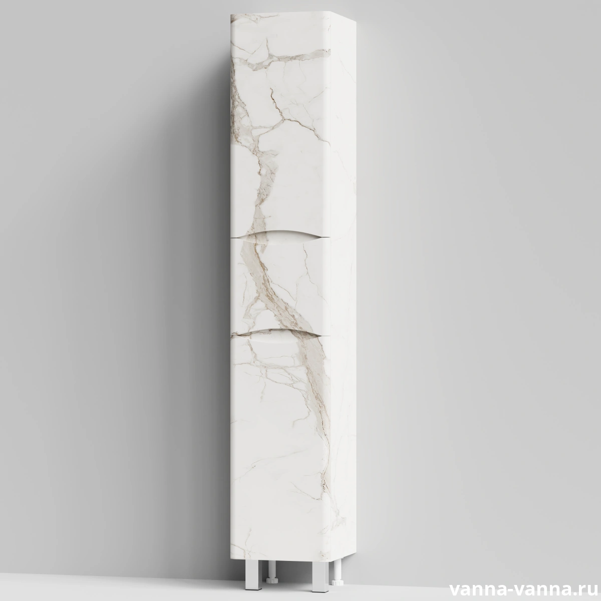 Пенал Vod-ok Адель 35 (1 ящик, 2 двери) напольный, Мрамор Белый натур милк, левый от магазина Vanna-Vanna.ru!