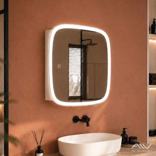 Зеркало-шкаф Alavann Rado Vizazh 60x60 с приближением, подсветкой, сенсорное, белый от магазина Vanna-Vanna.ru!