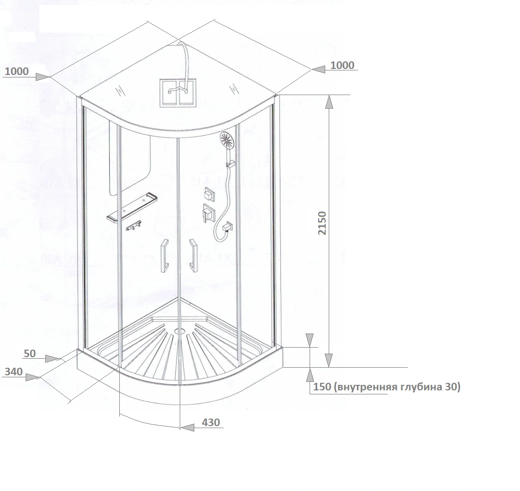Душевая кабина Ceruttispa VIVA101 (100x100x215) от магазина Vanna-Vanna.ru!