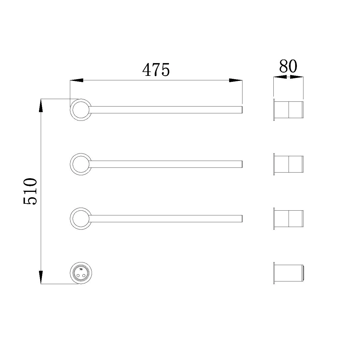 Полотенцесушитель электрический RAGLO R350.51.09 встраиваемый сенсорный с терморегулятором, графит от магазина Vanna-Vanna.ru!