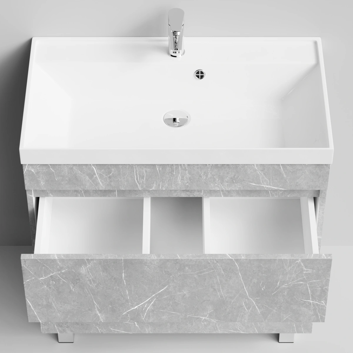 Тумба с раковиной Vod-ok Бест 80  напольная, Мрамор Белый софт тач от магазина Vanna-Vanna.ru!