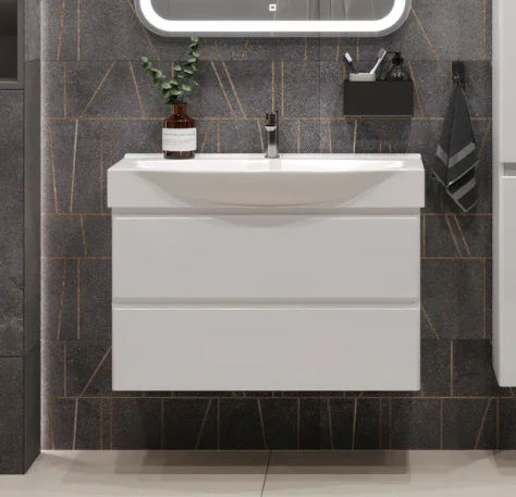 Тумба подвесная SanStar Arista 105 с раковиной Элвис 105, белая от магазина Vanna-Vanna.ru!