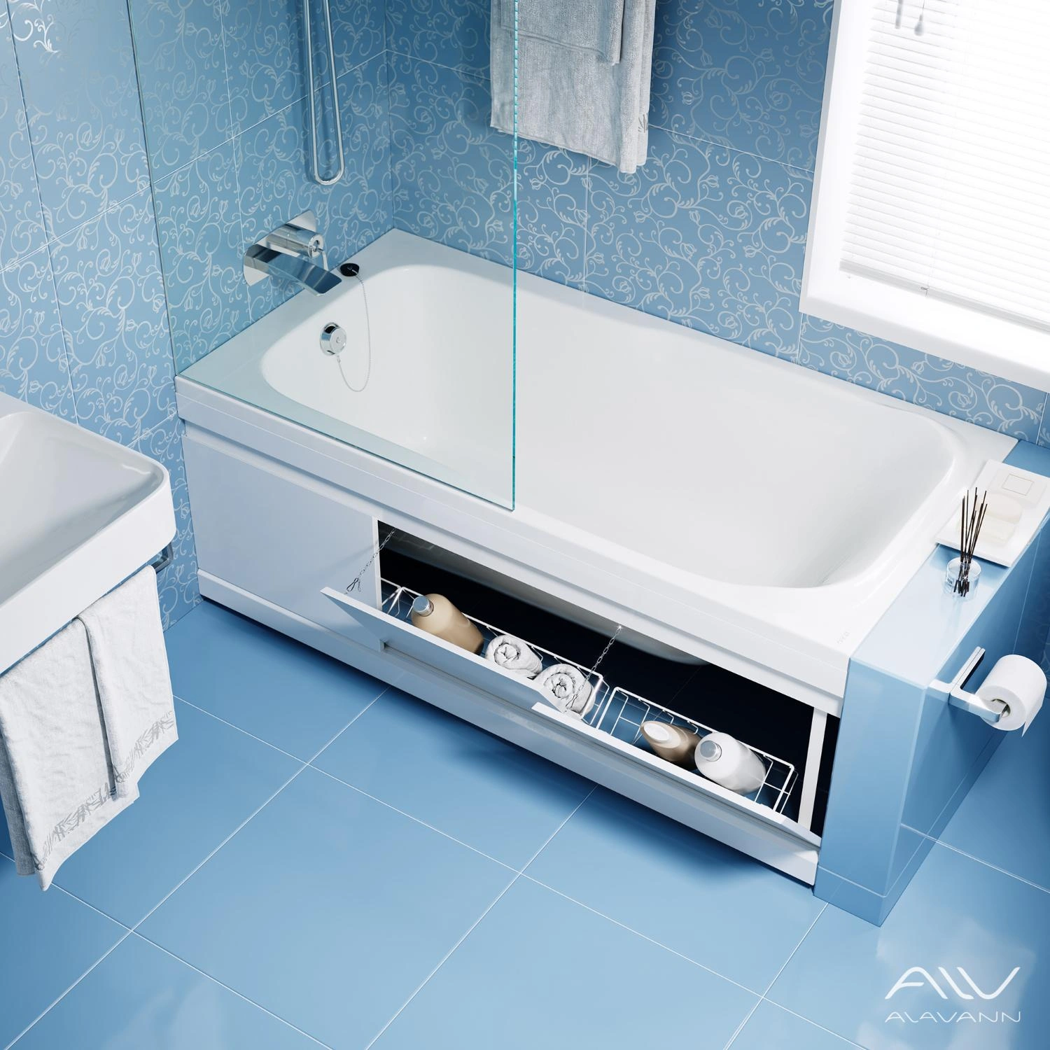 Экран под ванну Soft Alavann 170 откидной, белый от магазина Vanna-Vanna.ru!