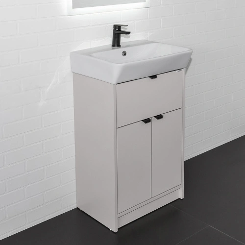 Тумба напольная Comforty Руза-50 серый шелк с раковиной 9055RA-50 от магазина Vanna-Vanna.ru!
