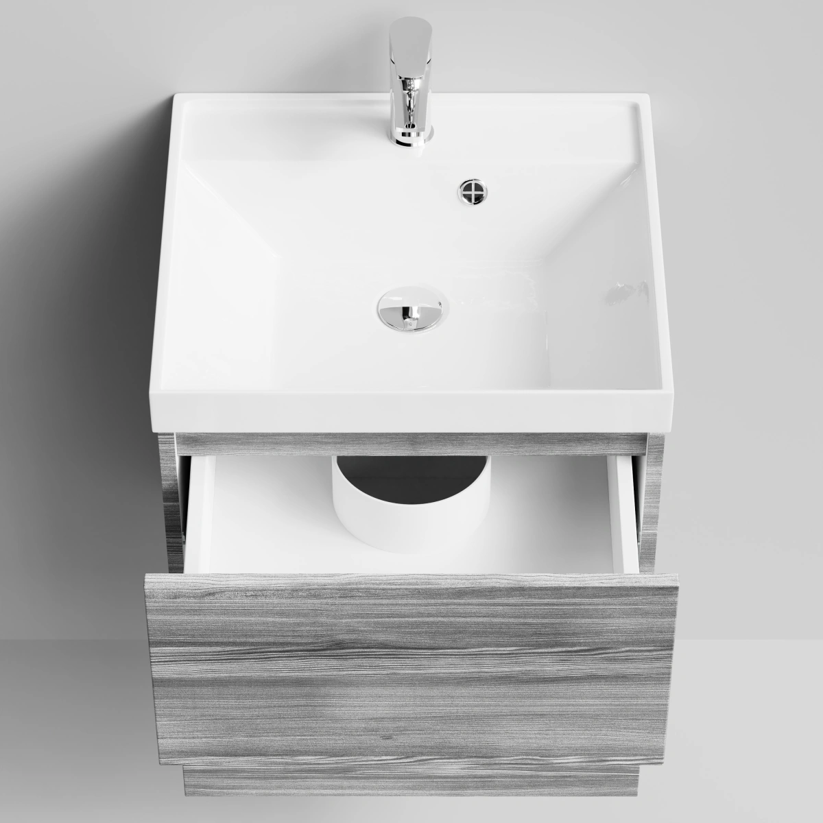 Тумба с раковиной Vod-ok Бест 50  подвесная, Лиственница структурная контрастно-серая от магазина Vanna-Vanna.ru!