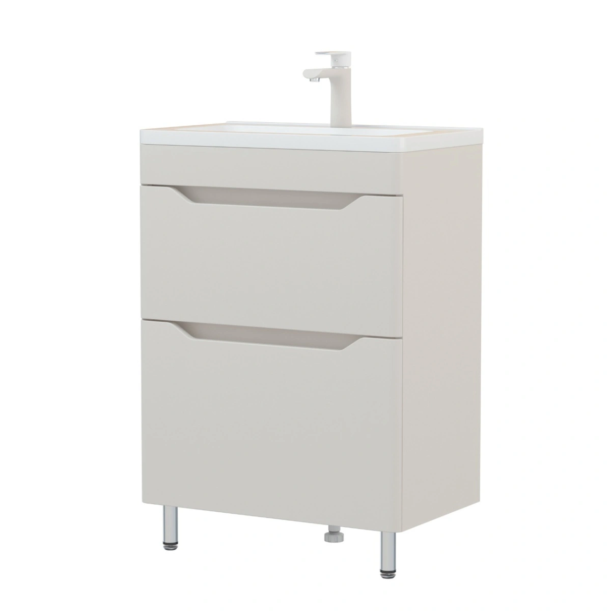 Тумба напольная Corozo Бирма 60 Z2, кашемир, с раковиной Modul Slim 60 от магазина Vanna-Vanna.ru!