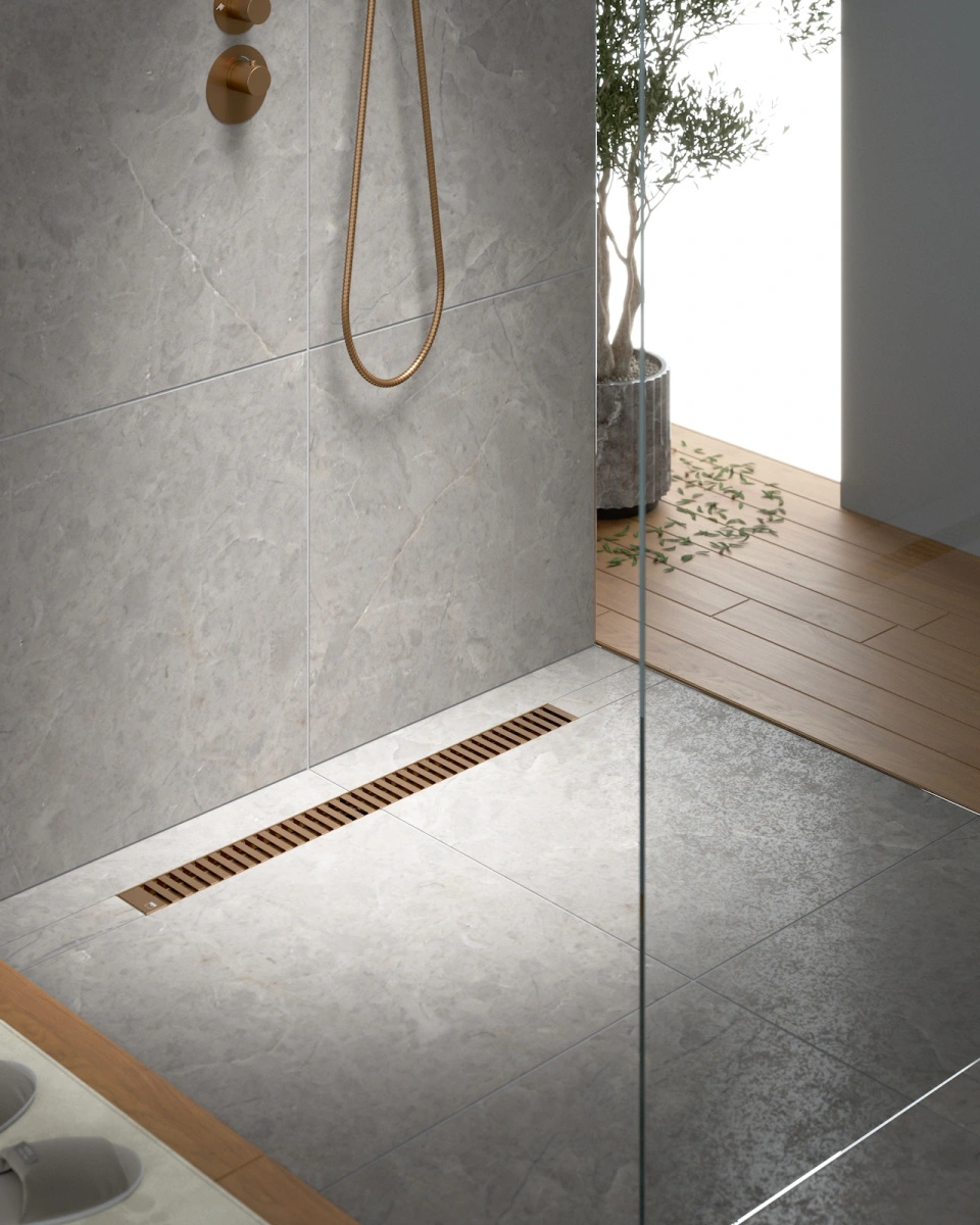 Душевой лоток TIMO Drain System 700 с вставкой "lines", Розовое золото от магазина Vanna-Vanna.ru!